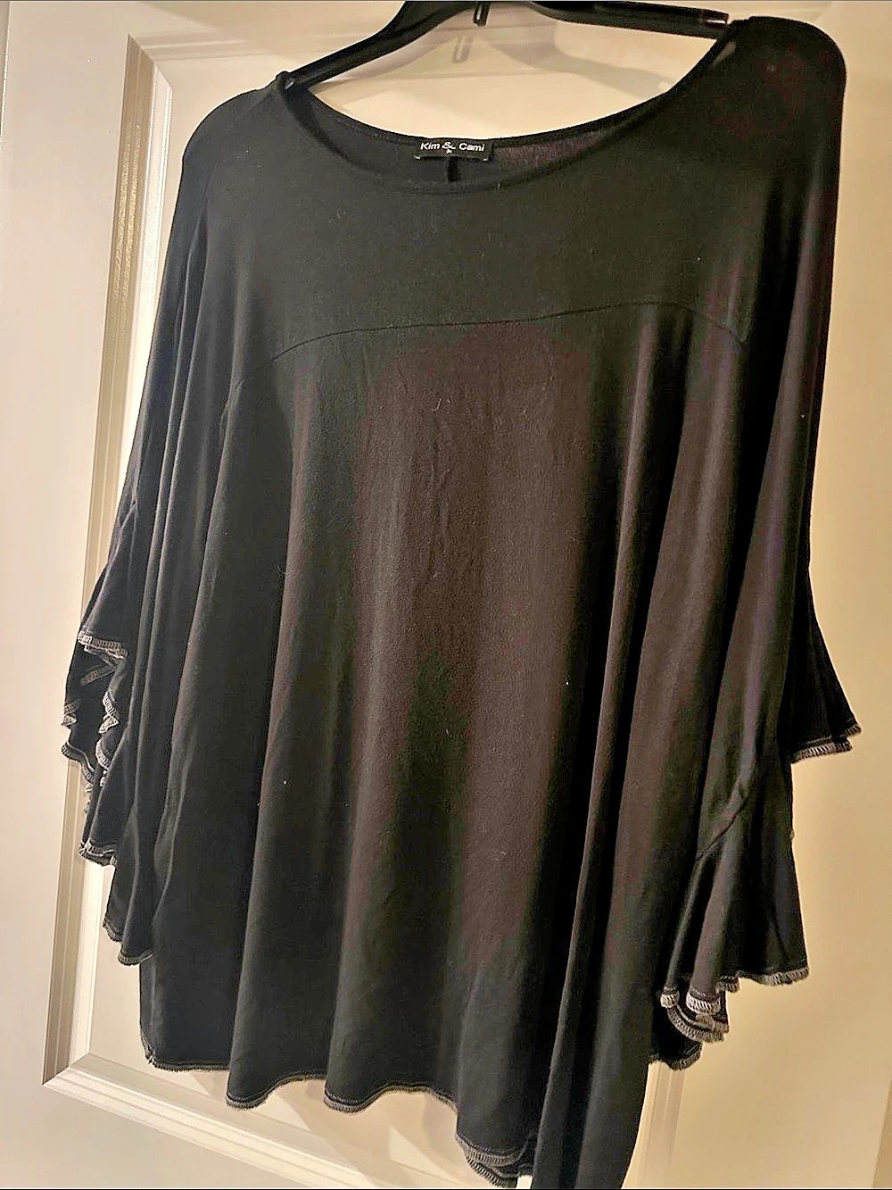 Kim & Cami Black Ruffle Sleeve Tunic Size 3X